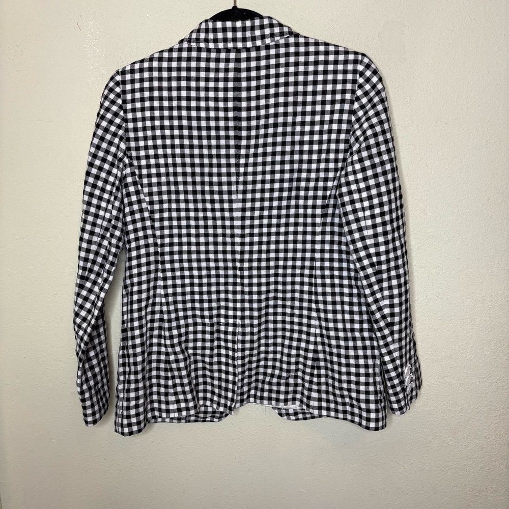 Talbots Black & White Linen Blend Gingham Blazer Size 4 - Picture 4 of 6